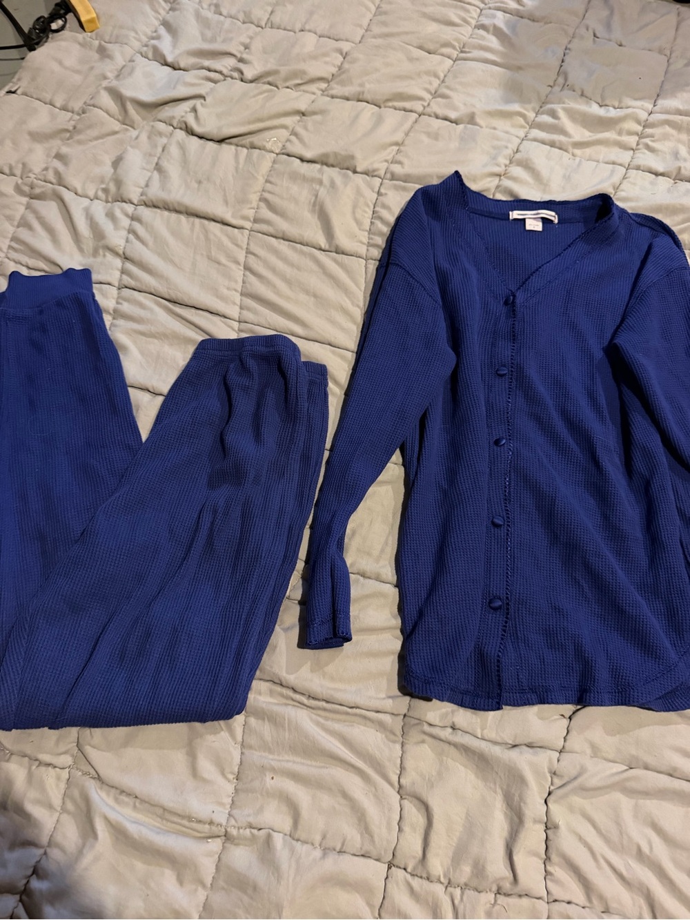 Victoria's Secret Royal Blue Knit Button-Down Pajama Set